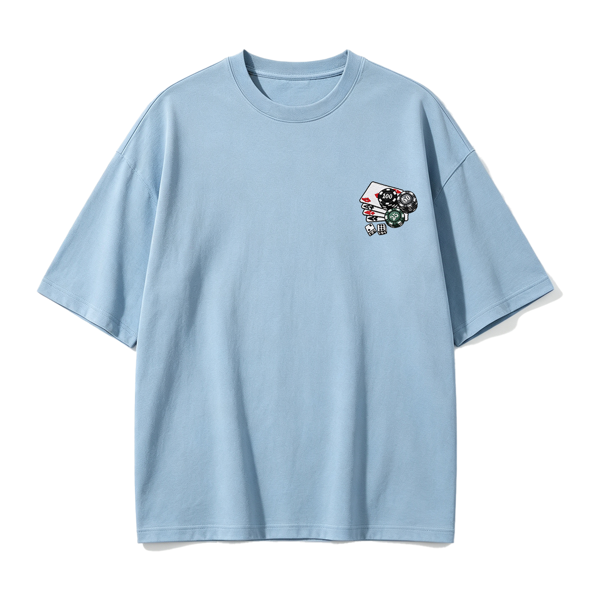 Embroidered Chips and Playing Cards T-shirt