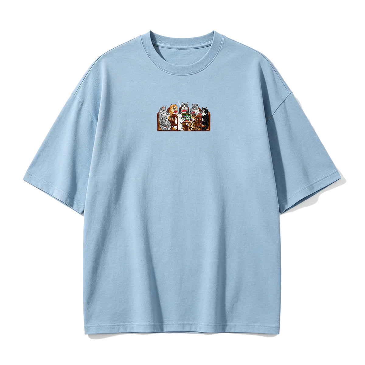 Embroidered Cats Playing Poker T-shirt
