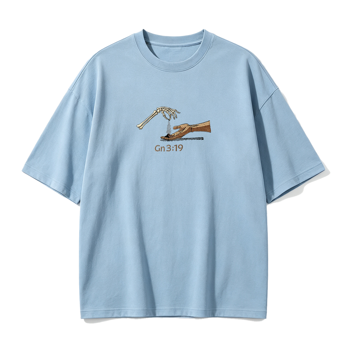 Embroidered  The Significance of Genesis 3:19 in Christian Fashion T-shirt