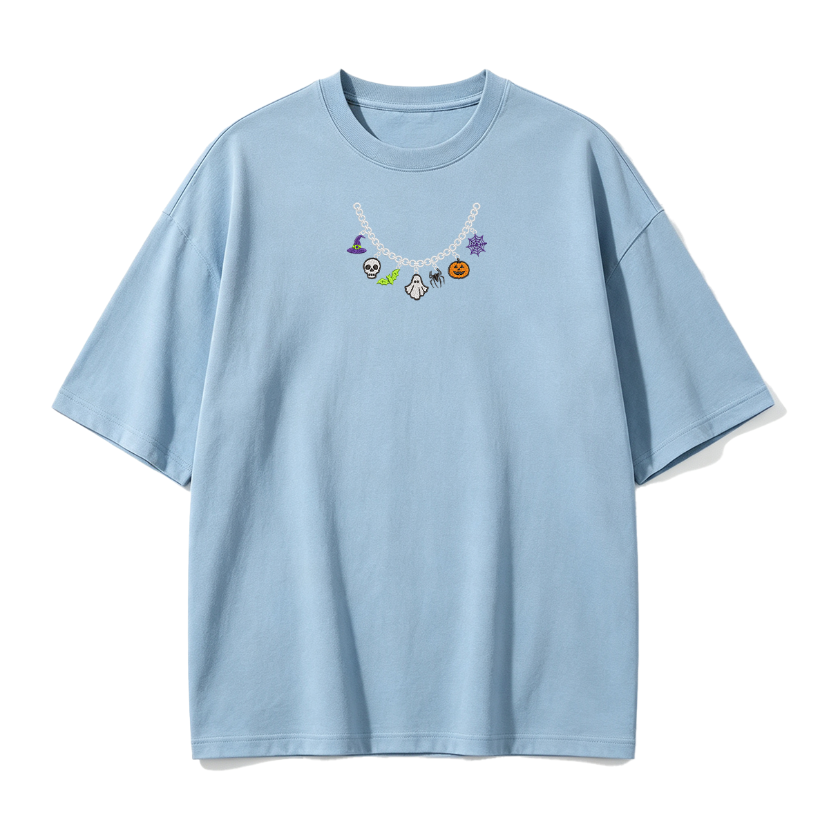 Spooky Season Necklace Charms Embroidered Halloween  T-shirt