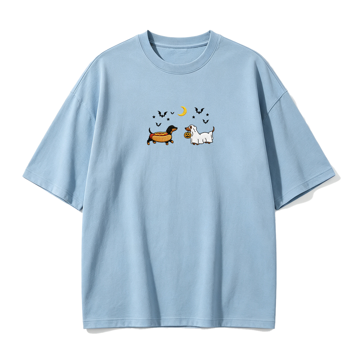 Embroidered Halloween Black and Brown & Brown Dachshunds Spooky Season  T-shirt