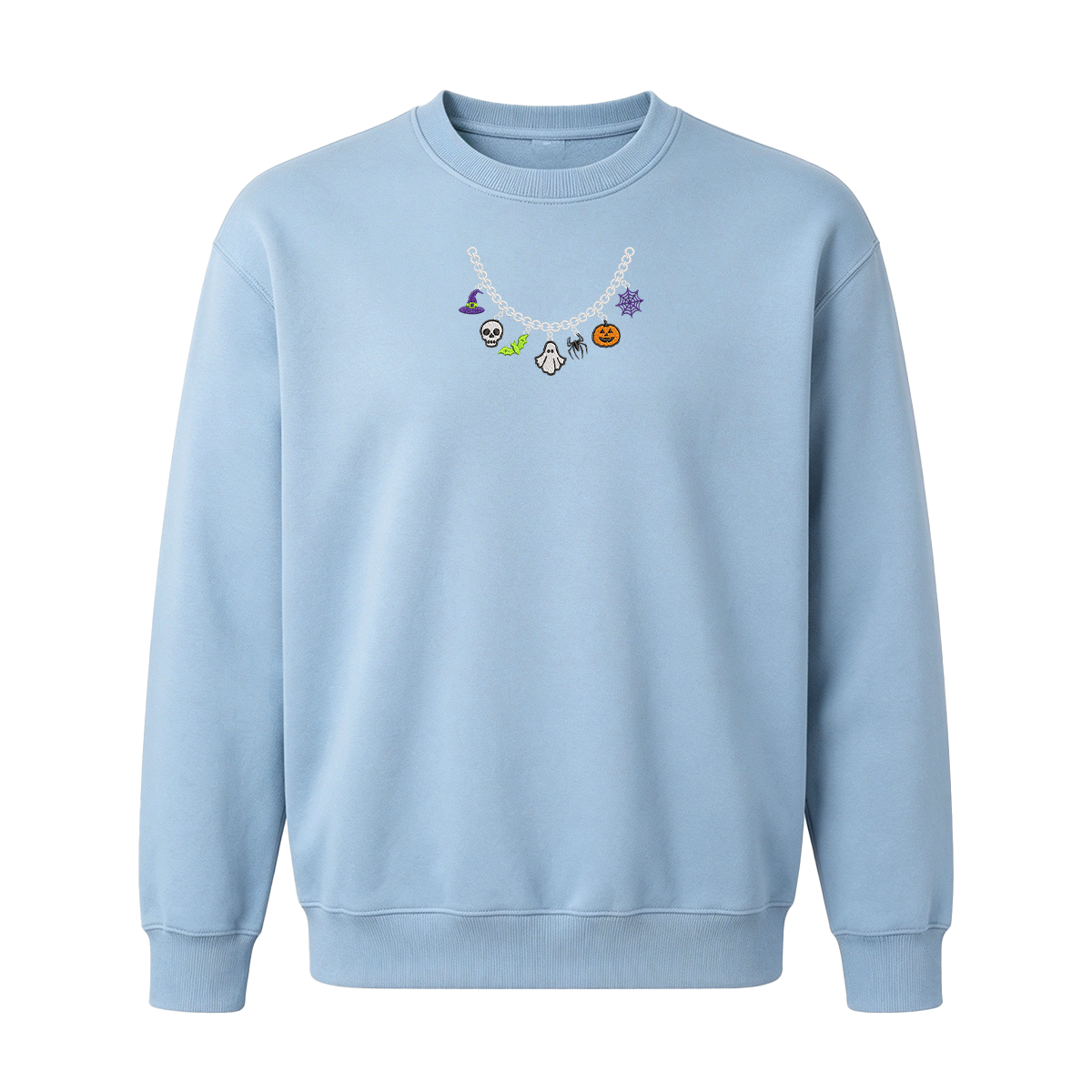 Spooky Season Necklace Charms Embroidered Halloween Sweatshirt