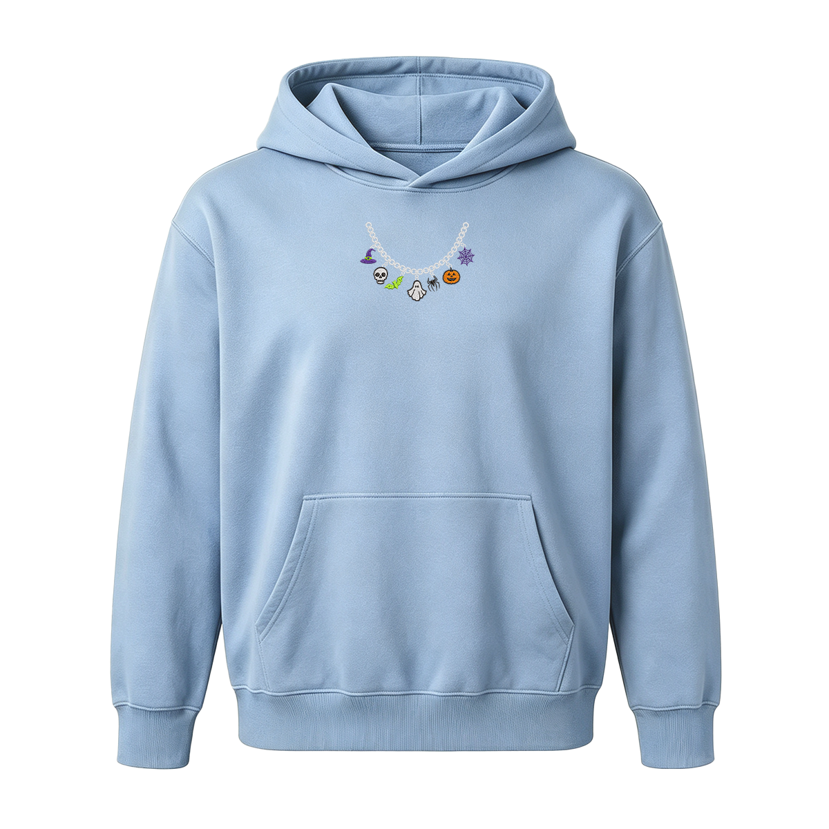 Spooky Season Necklace Charms Embroidered Halloween  Hoodie