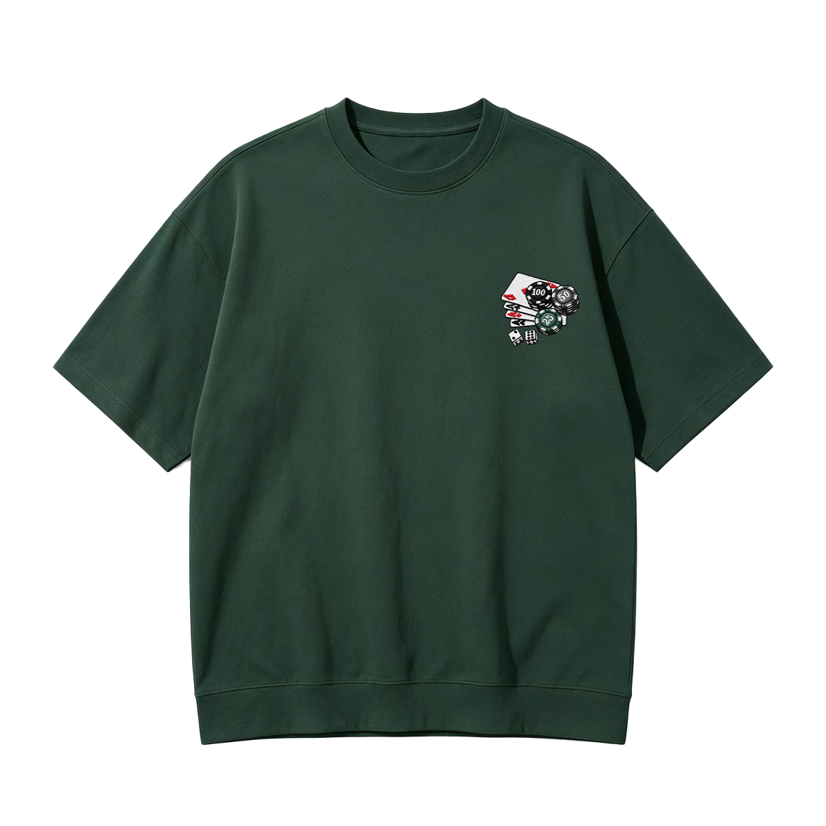 Embroidered Chips and Playing Cards T-shirt