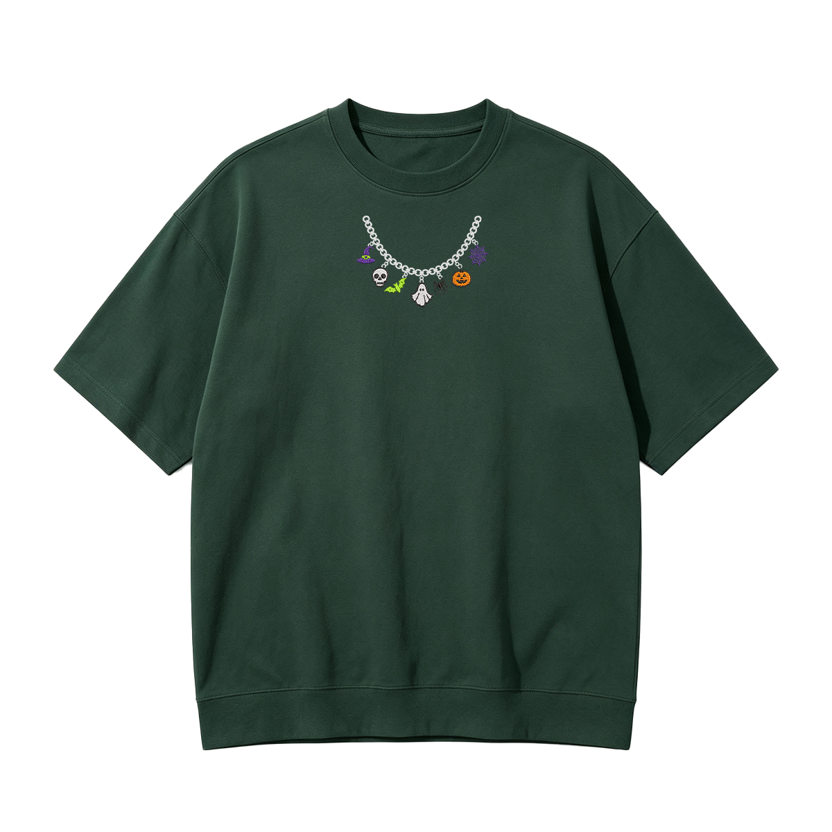 Spooky Season Necklace Charms Embroidered Halloween  T-shirt
