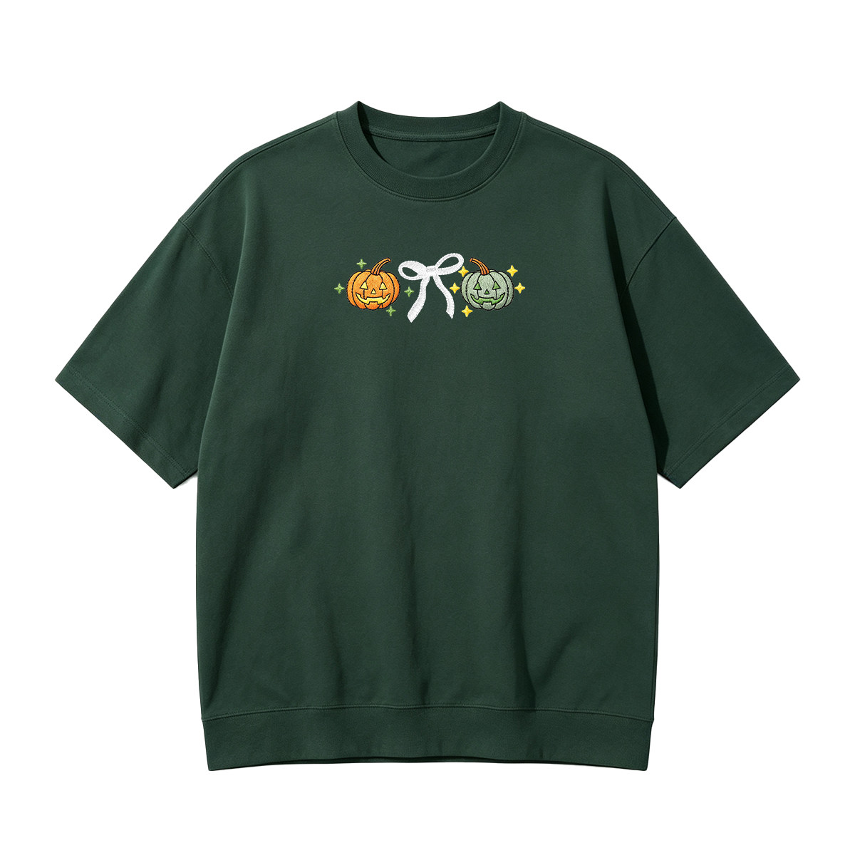 Embroidered Halloween Coquette Pumpkins T-shirt