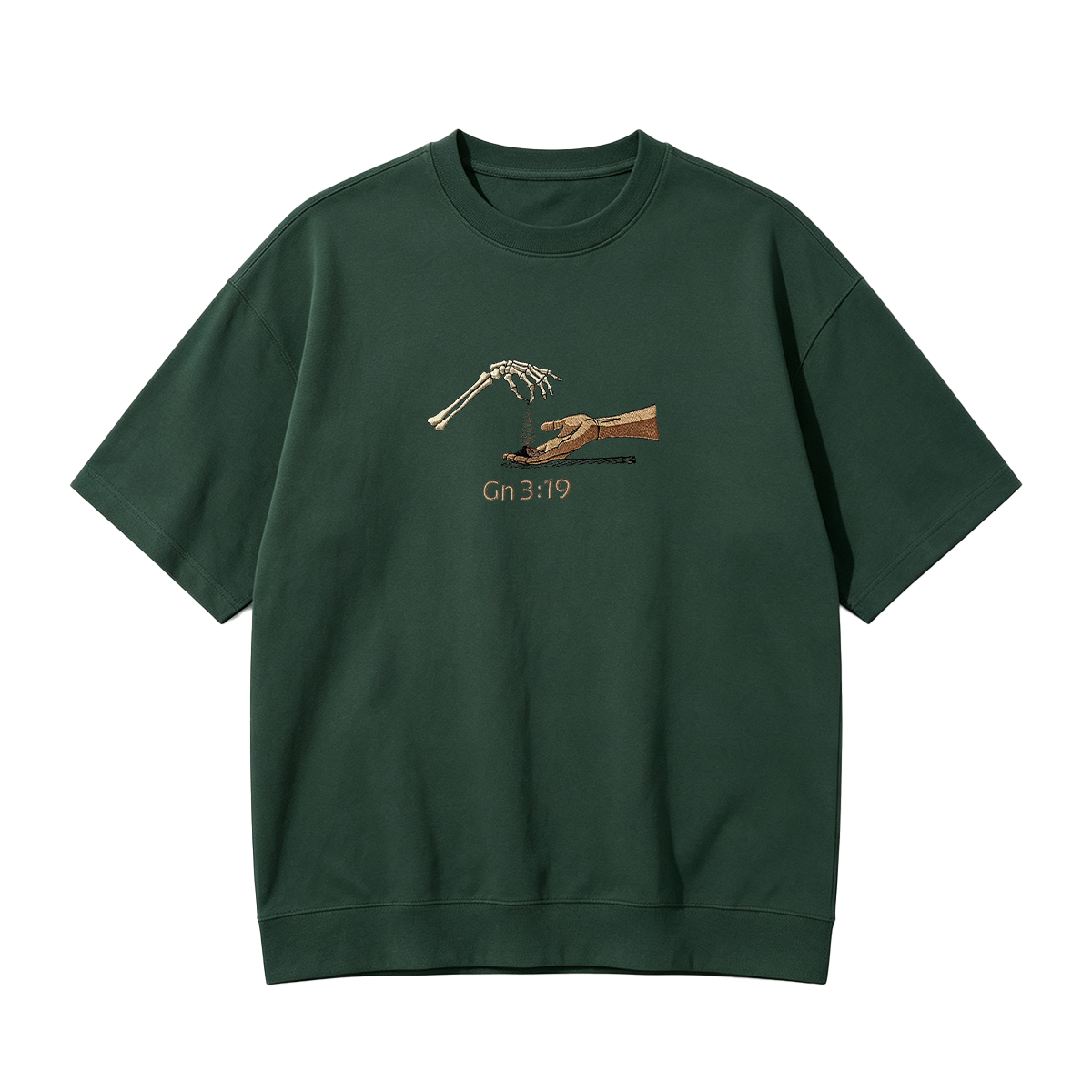 Embroidered  The Significance of Genesis 3:19 in Christian Fashion T-shirt
