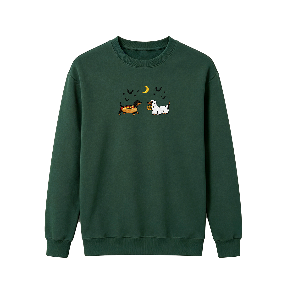 Embroidered Halloween Black and Brown & Brown Dachshunds Spooky Season Sweatshirt
