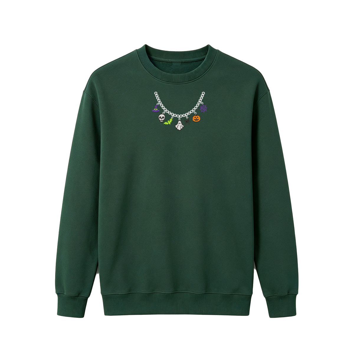 Spooky Season Necklace Charms Embroidered Halloween Sweatshirt