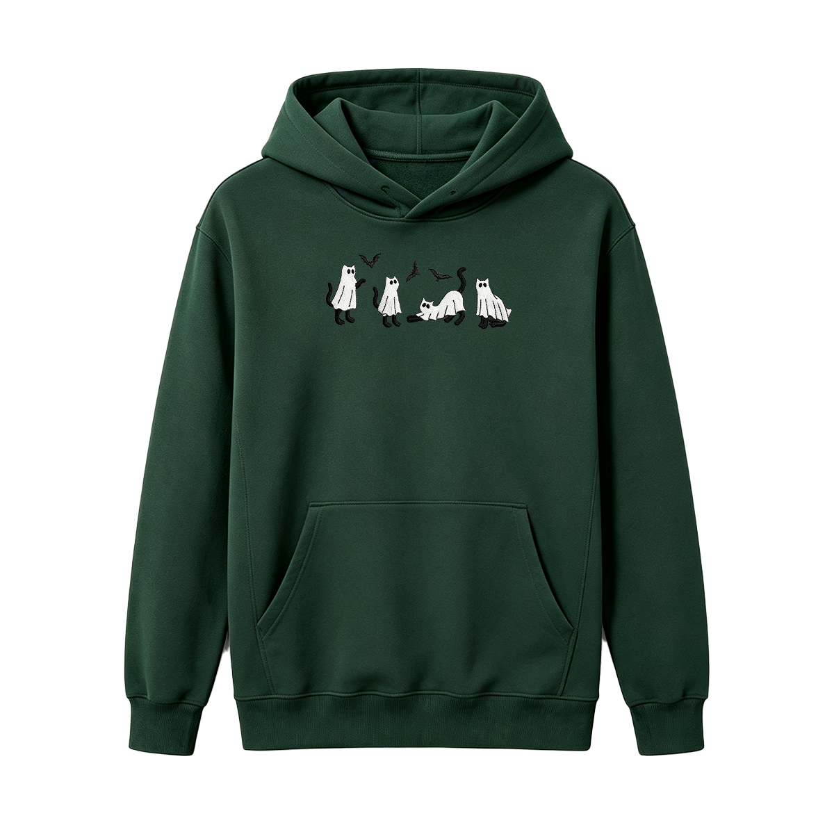 Embroidered Ghost Cats Halloween Hoodie