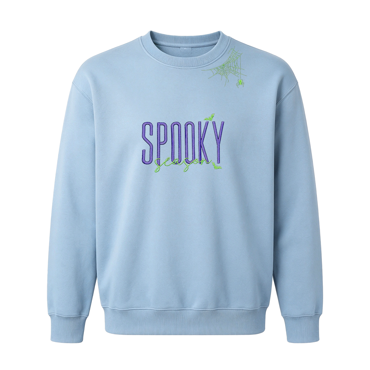 Embroidered Halloween Spiderweb Neckline Sweatshirt