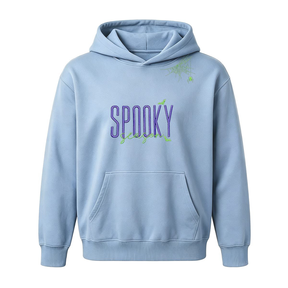 Embroidered Halloween Spiderweb Neckline Hoodie