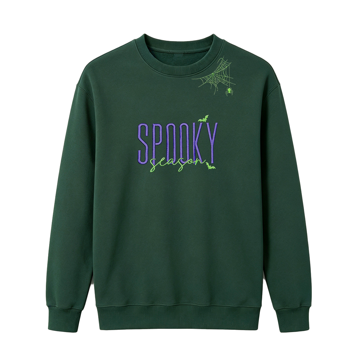 Embroidered Halloween Spiderweb Neckline Sweatshirt