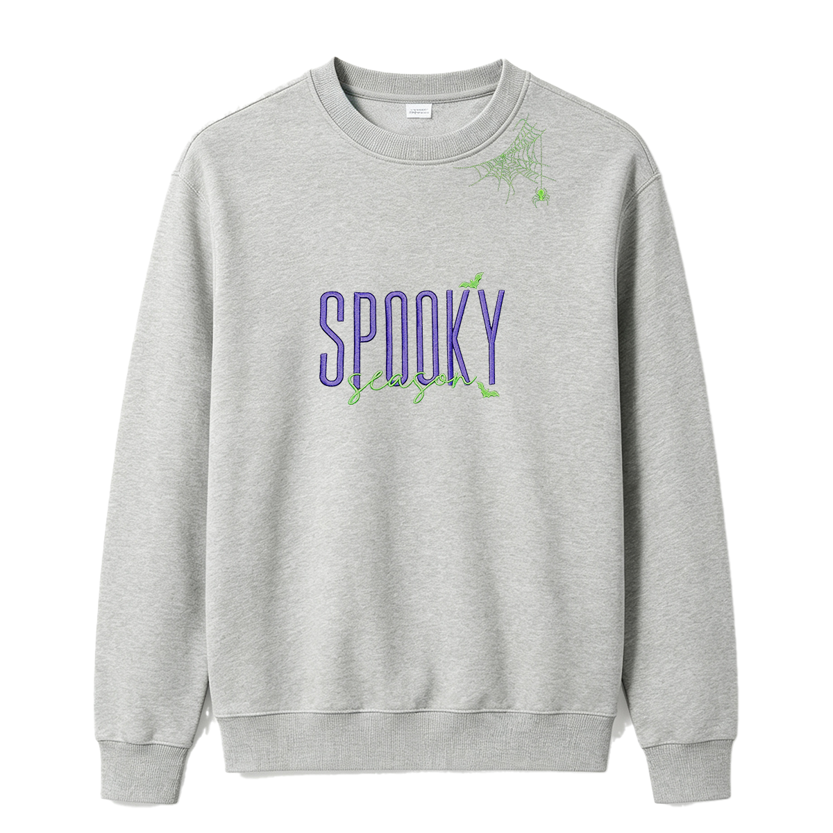 Embroidered Halloween Spiderweb Neckline Sweatshirt