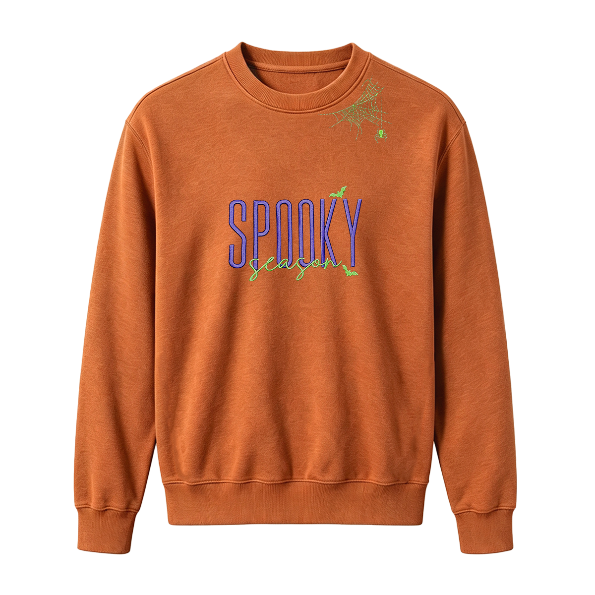 Embroidered Halloween Spiderweb Neckline Sweatshirt