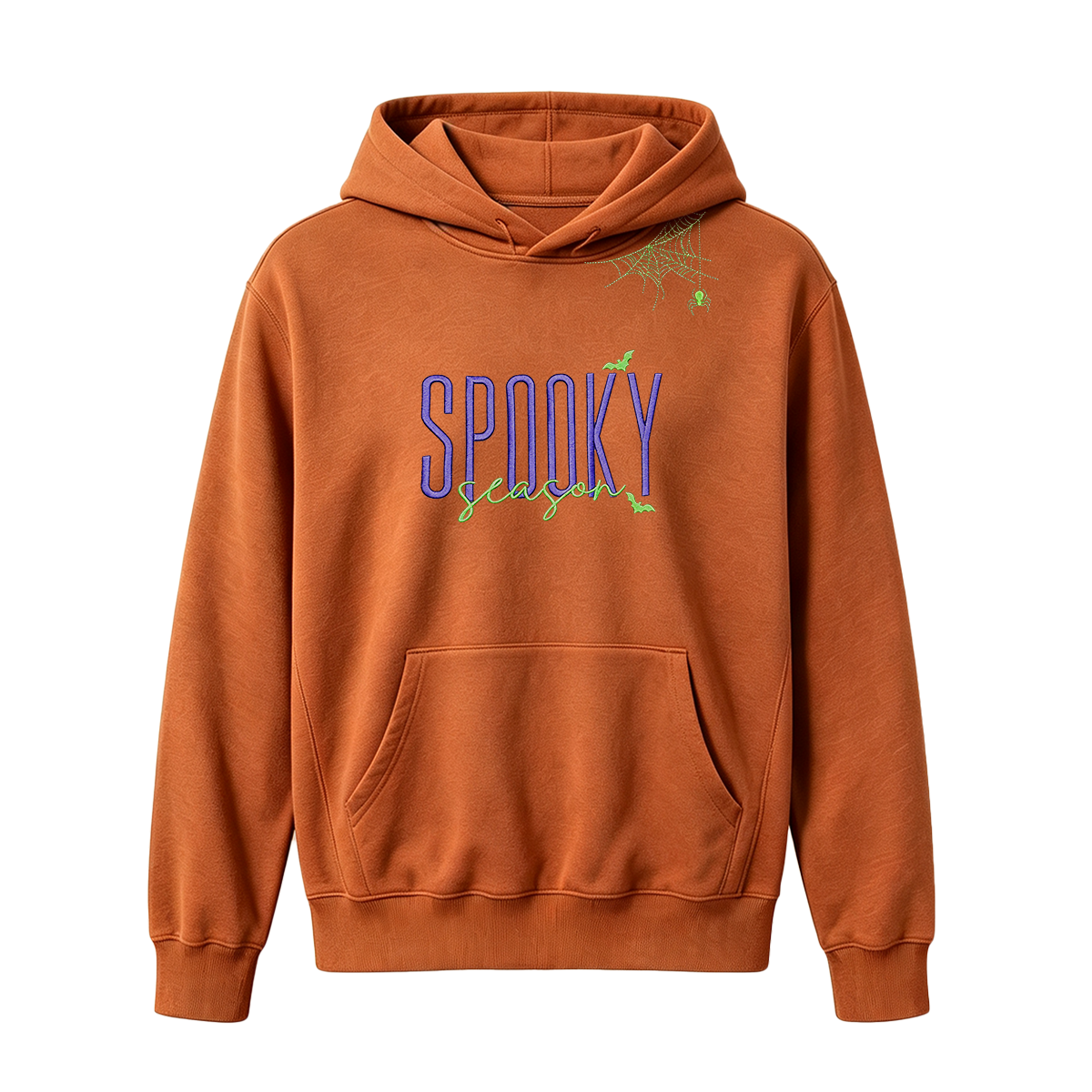 Embroidered Halloween Spiderweb Neckline Hoodie