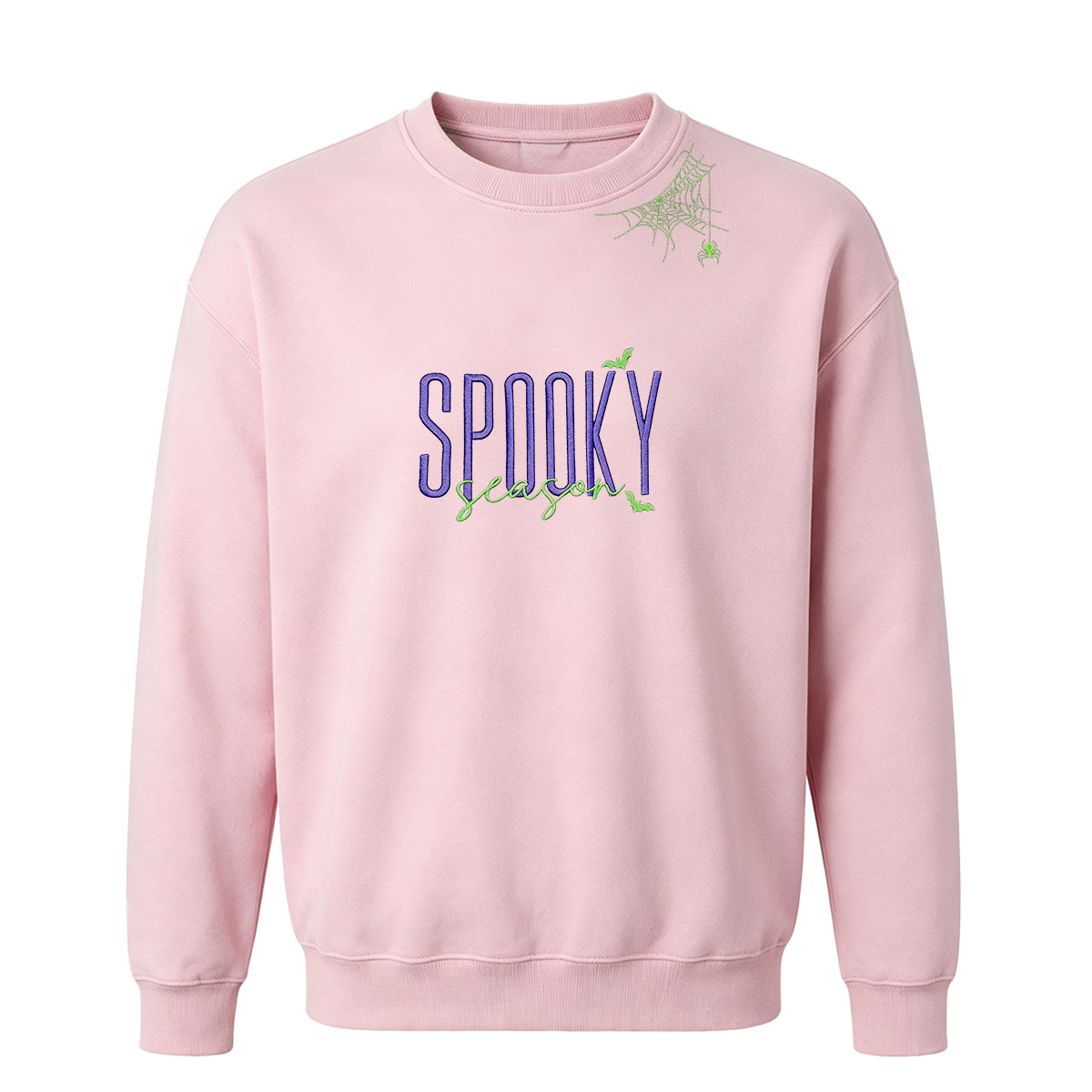 Embroidered Halloween Spiderweb Neckline Sweatshirt