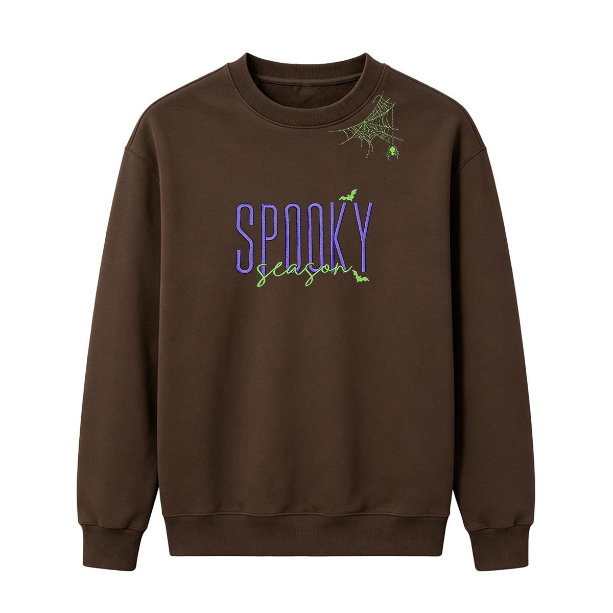 Embroidered Halloween Spiderweb Neckline Sweatshirt