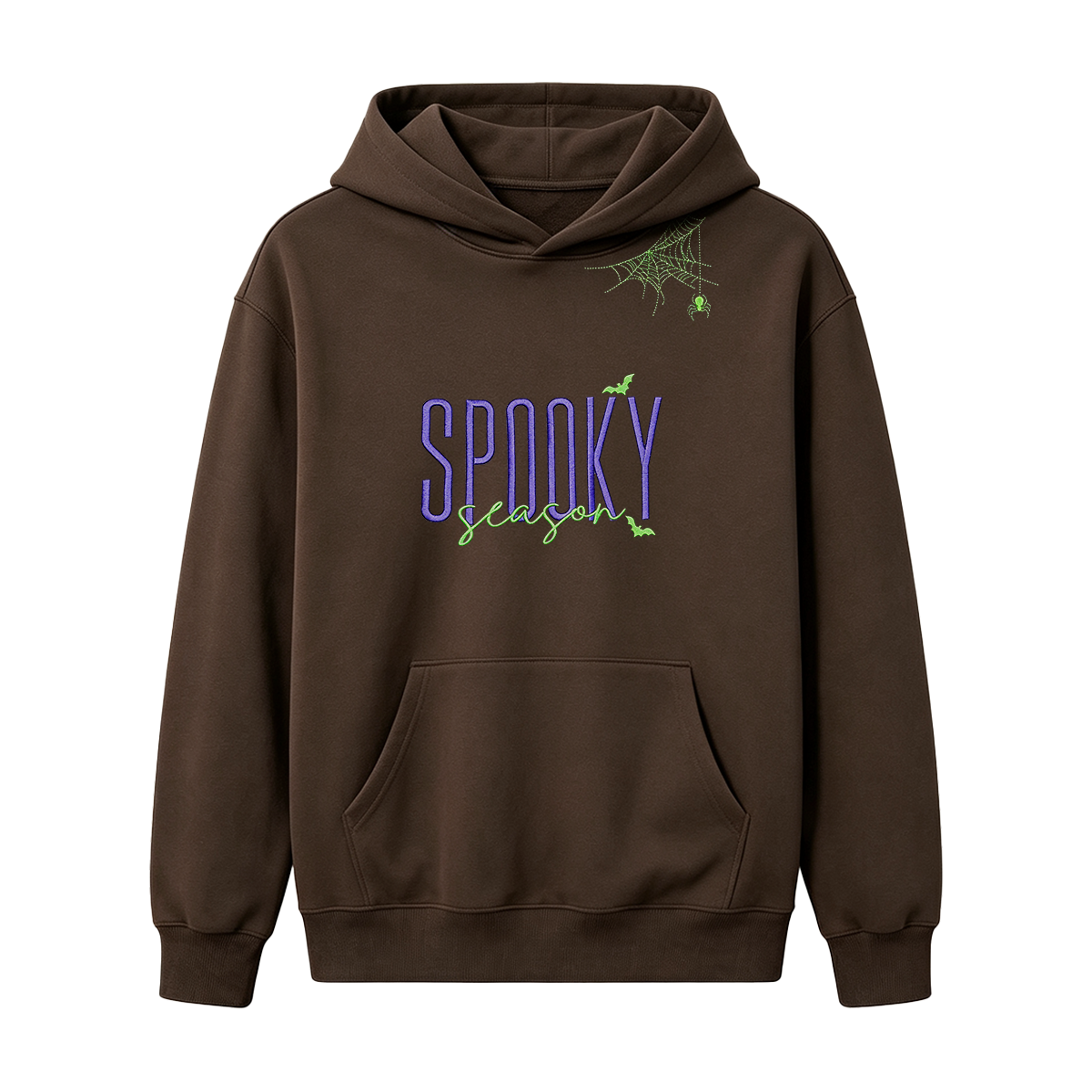 Embroidered Halloween Spiderweb Neckline Hoodie