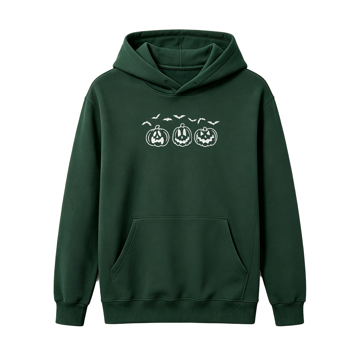 Embroidered Pumpkin Outline with Bats Halloween Hoodie
