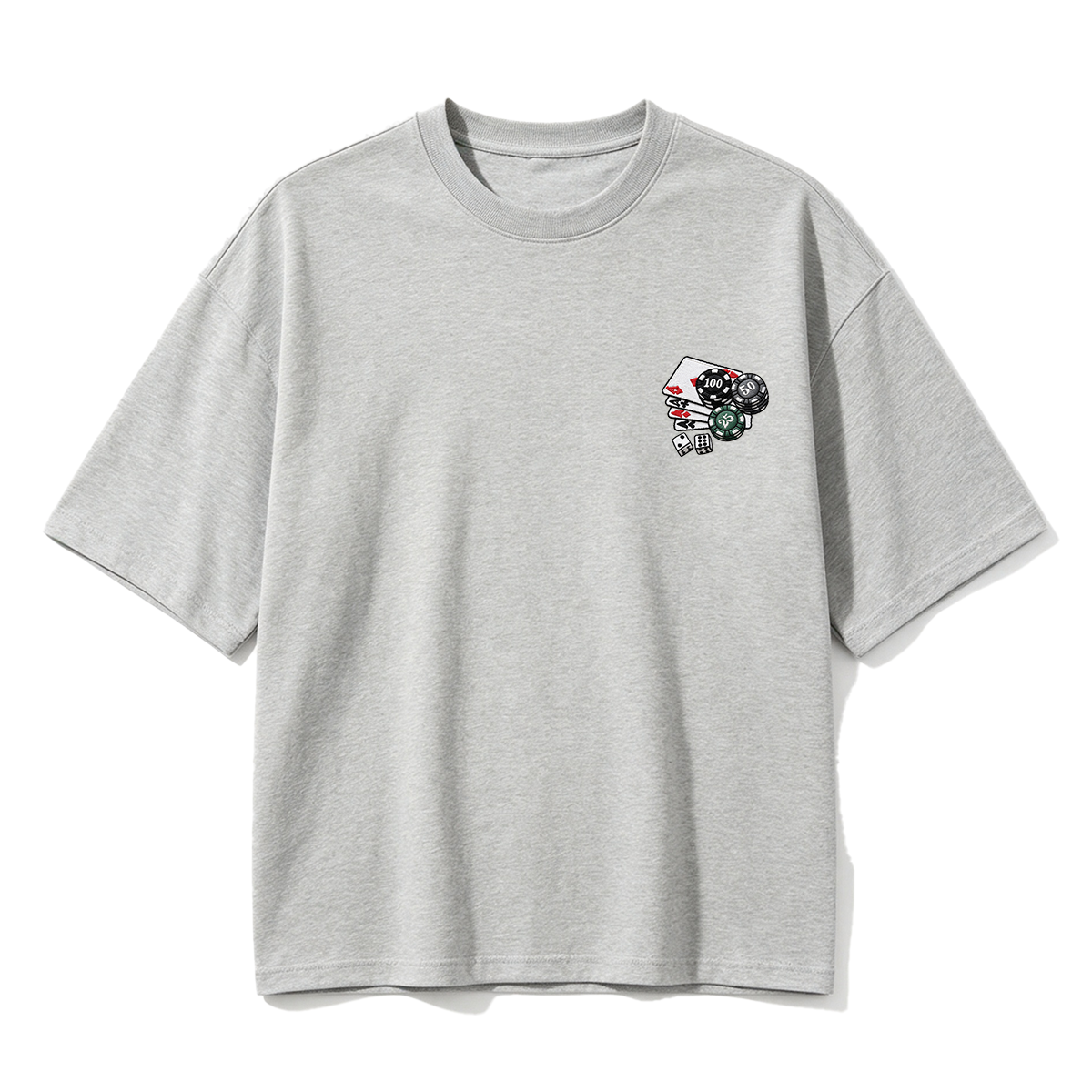 Embroidered Chips and Playing Cards T-shirt