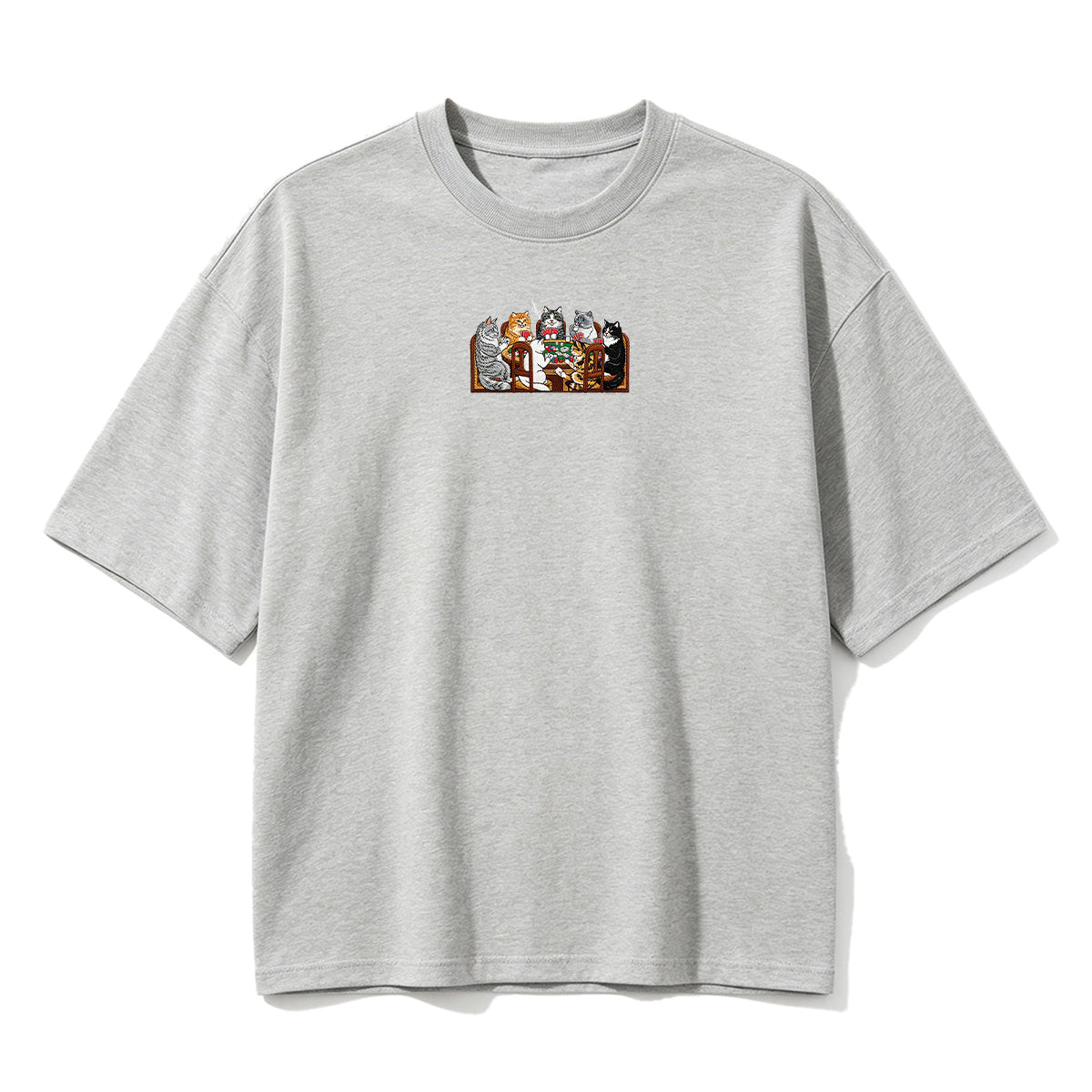 Embroidered Cats Playing Poker T-shirt