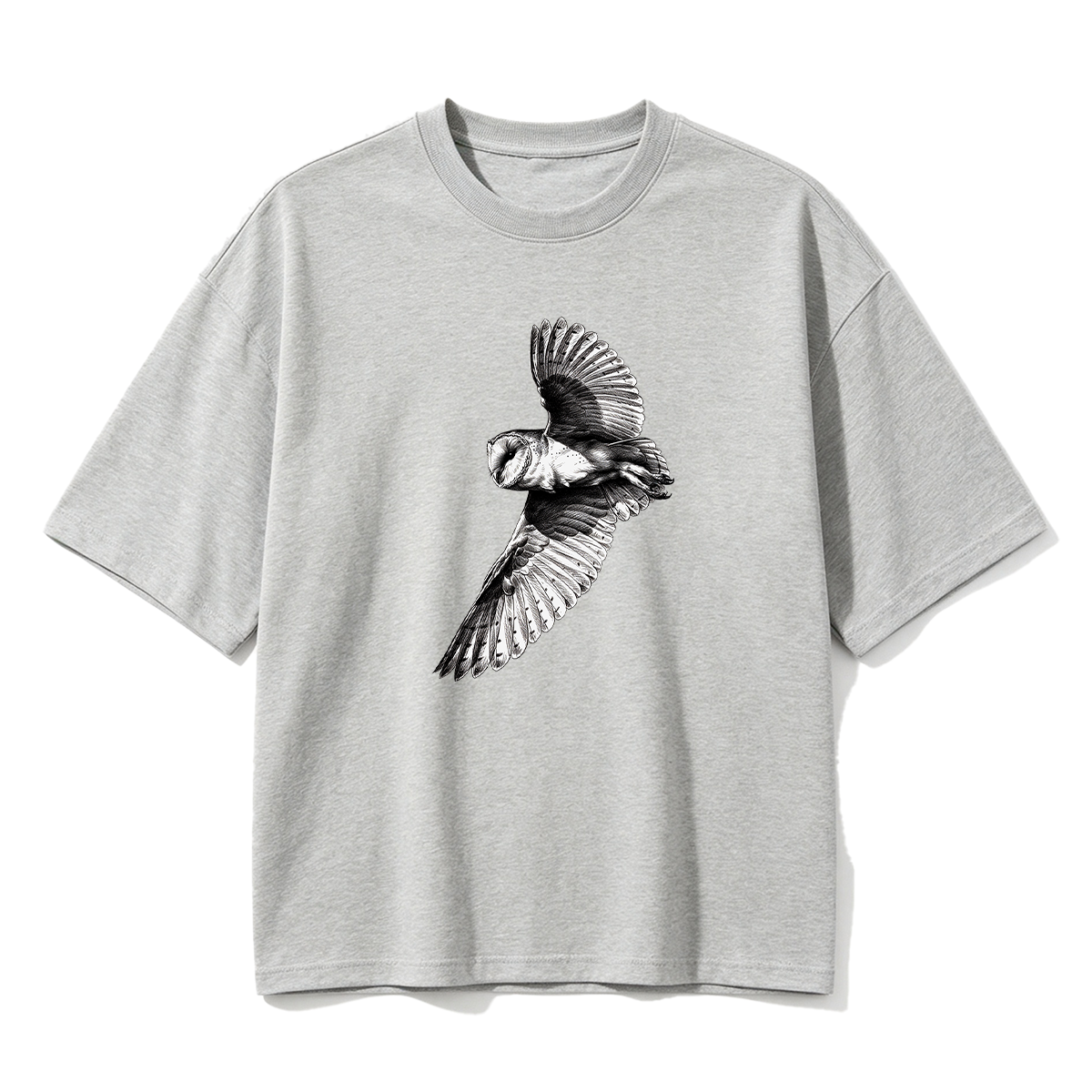 Barn Owl Pencil Sketch Oversized T-shirt