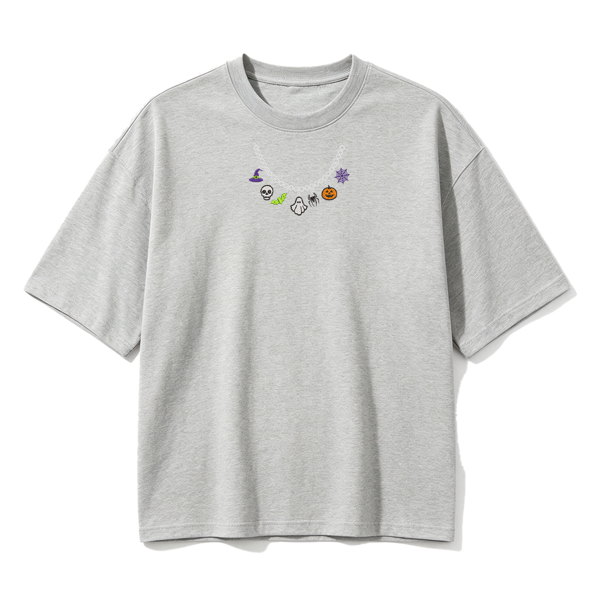Spooky Season Necklace Charms Embroidered Halloween  T-shirt
