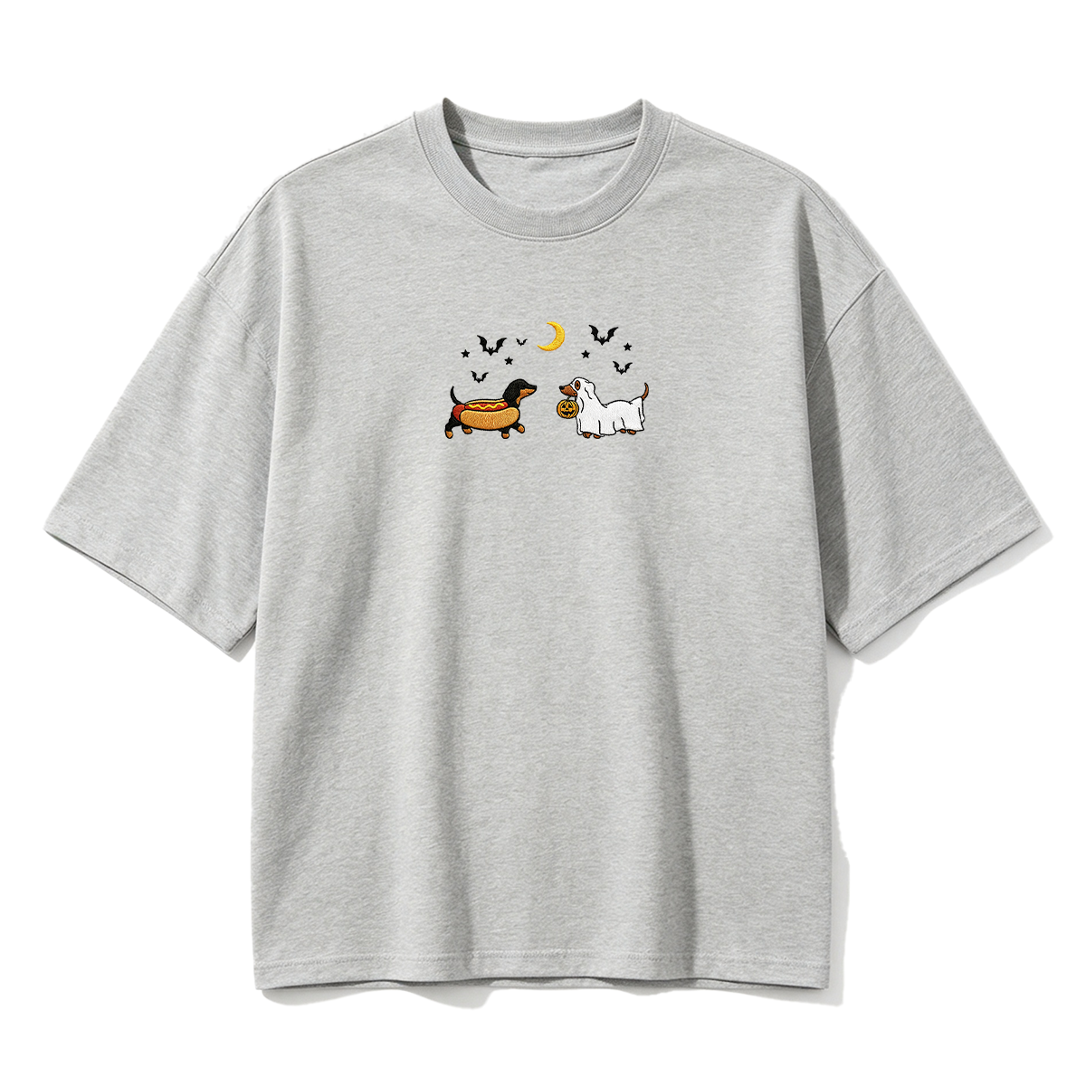 Embroidered Halloween Black and Brown & Brown Dachshunds Spooky Season  T-shirt