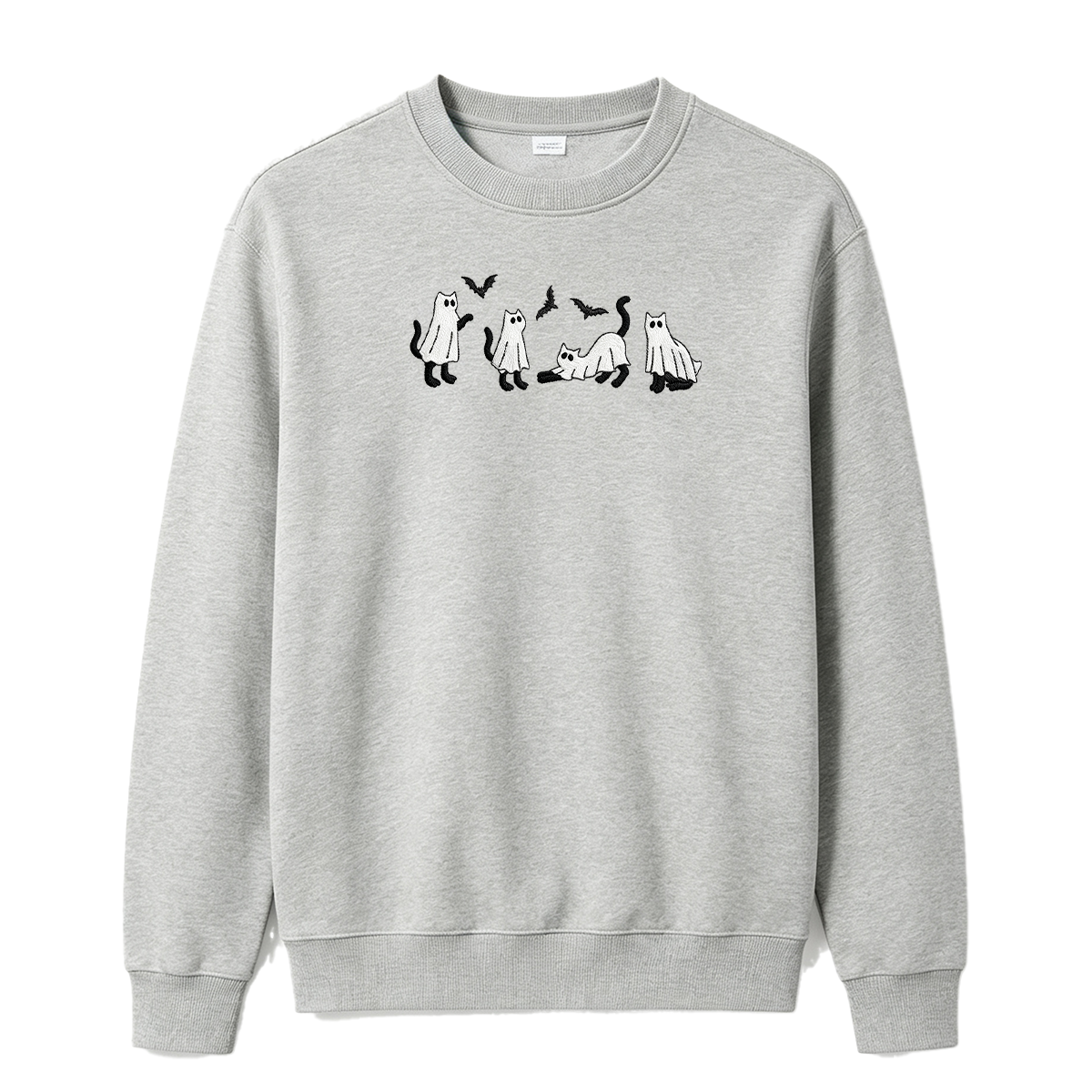 Embroidered Ghost Cats Halloween  Sweatshirt
