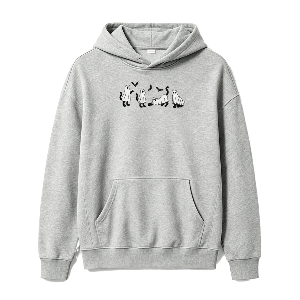 Embroidered Ghost Cats Halloween Hoodie