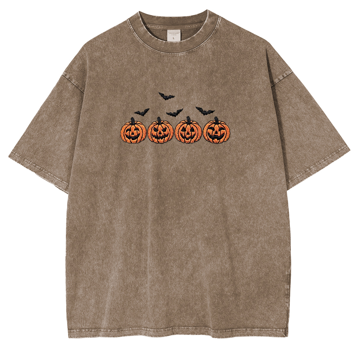Pumpkins and bats embroidered spooky season Halloween Weashed Shrit