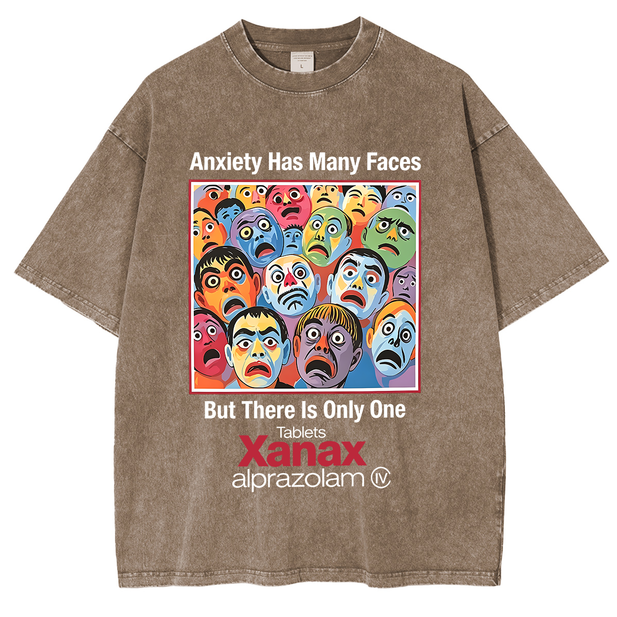 Anxiety Has Many Faces Washed T-shirt