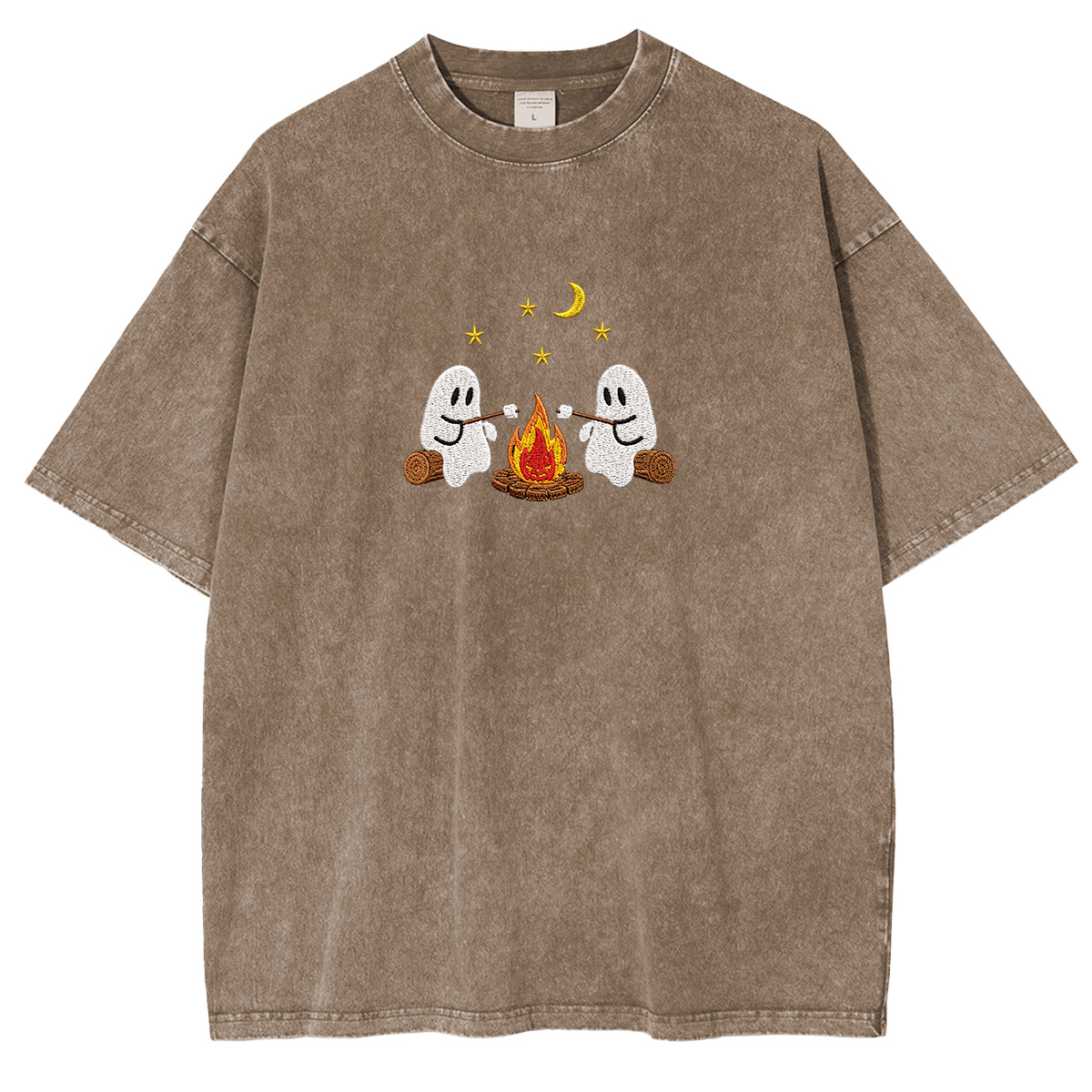 Camping Ghosts Embroidered Halloween Weashed Shrit