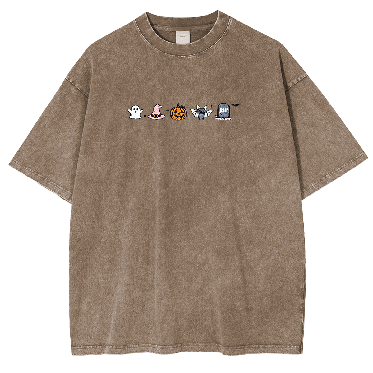 Embroidered Halloween  Weashed Shrit