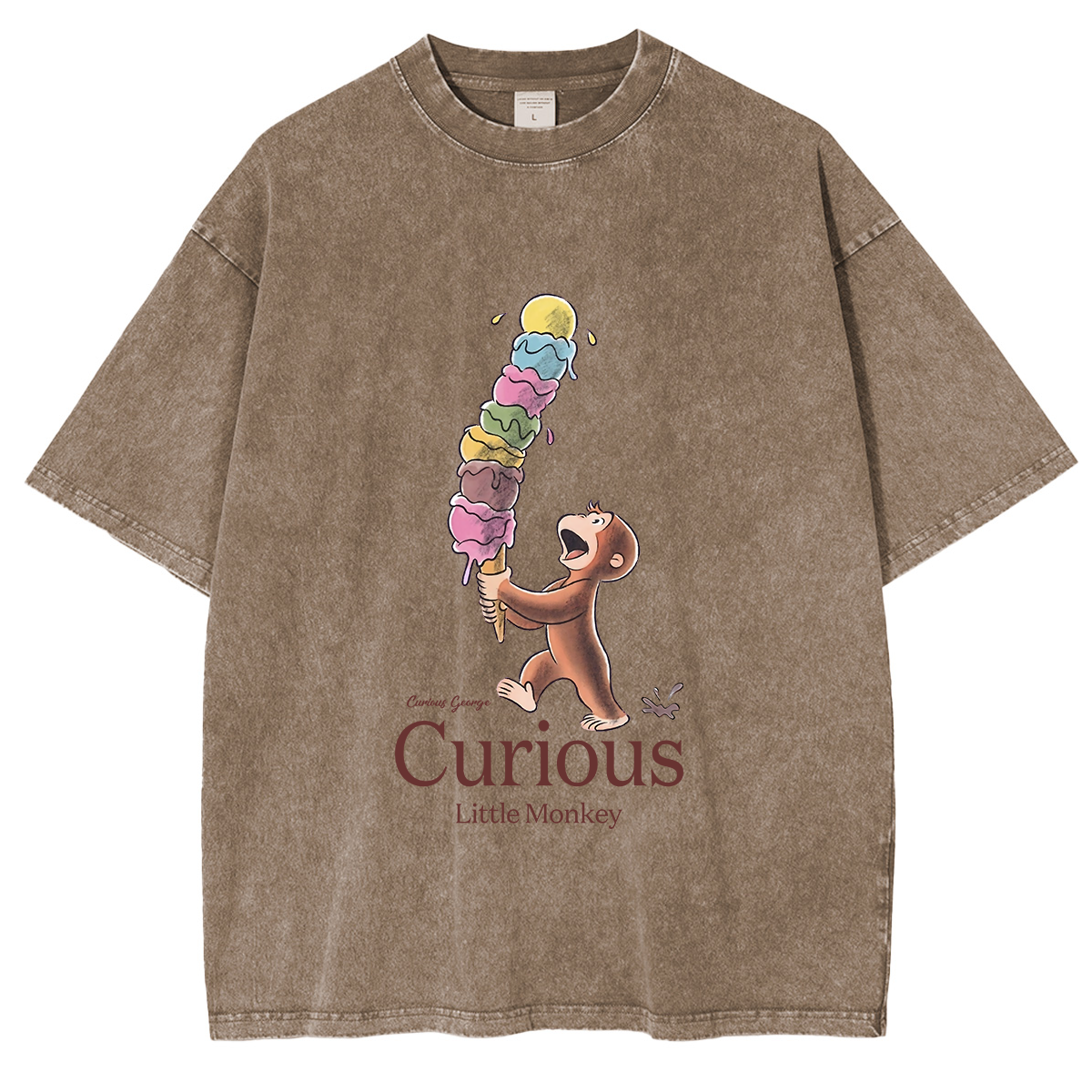 Curious George Has An Ice Cream Treat Oversized T-shirt