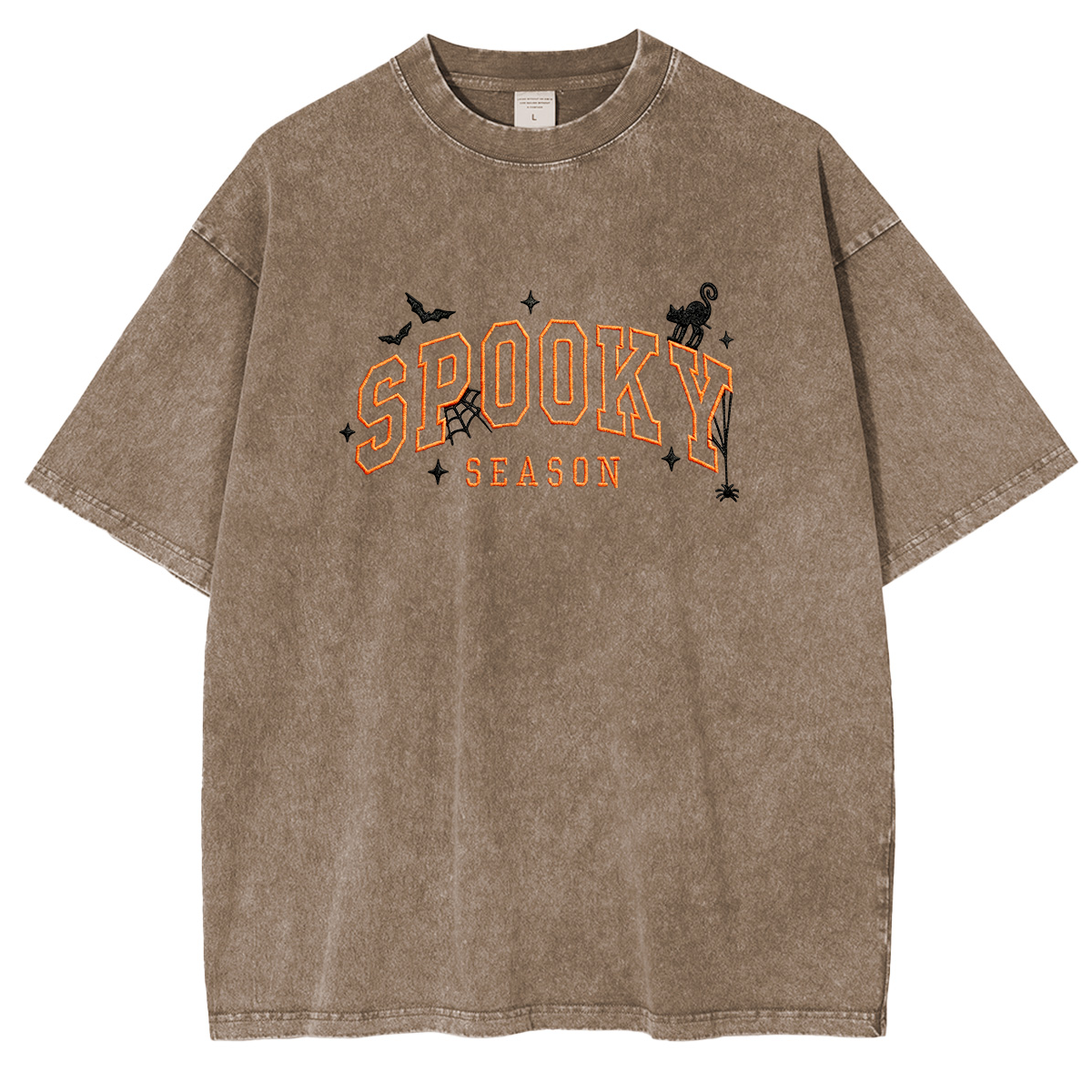 Spooky season embroidered Halloween Weashed Shrit