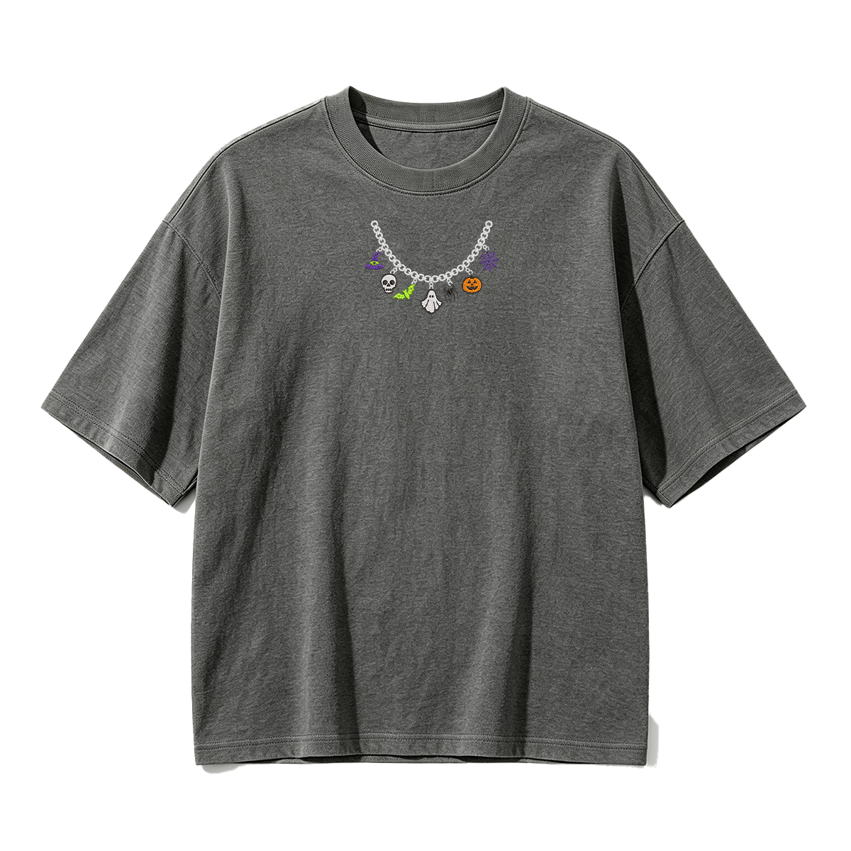Spooky Season Necklace Charms Embroidered Halloween  T-shirt