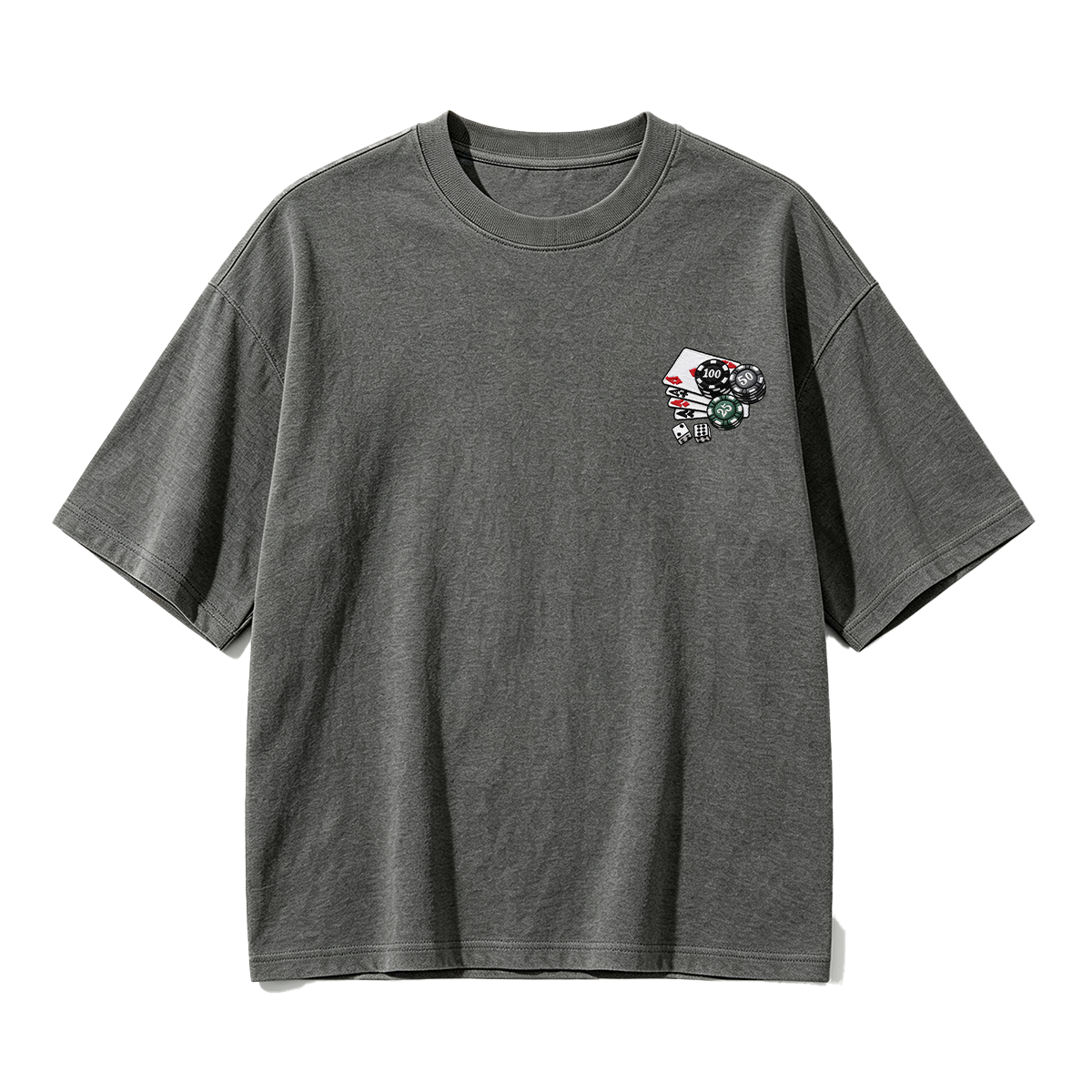 Embroidered Chips and Playing Cards T-shirt