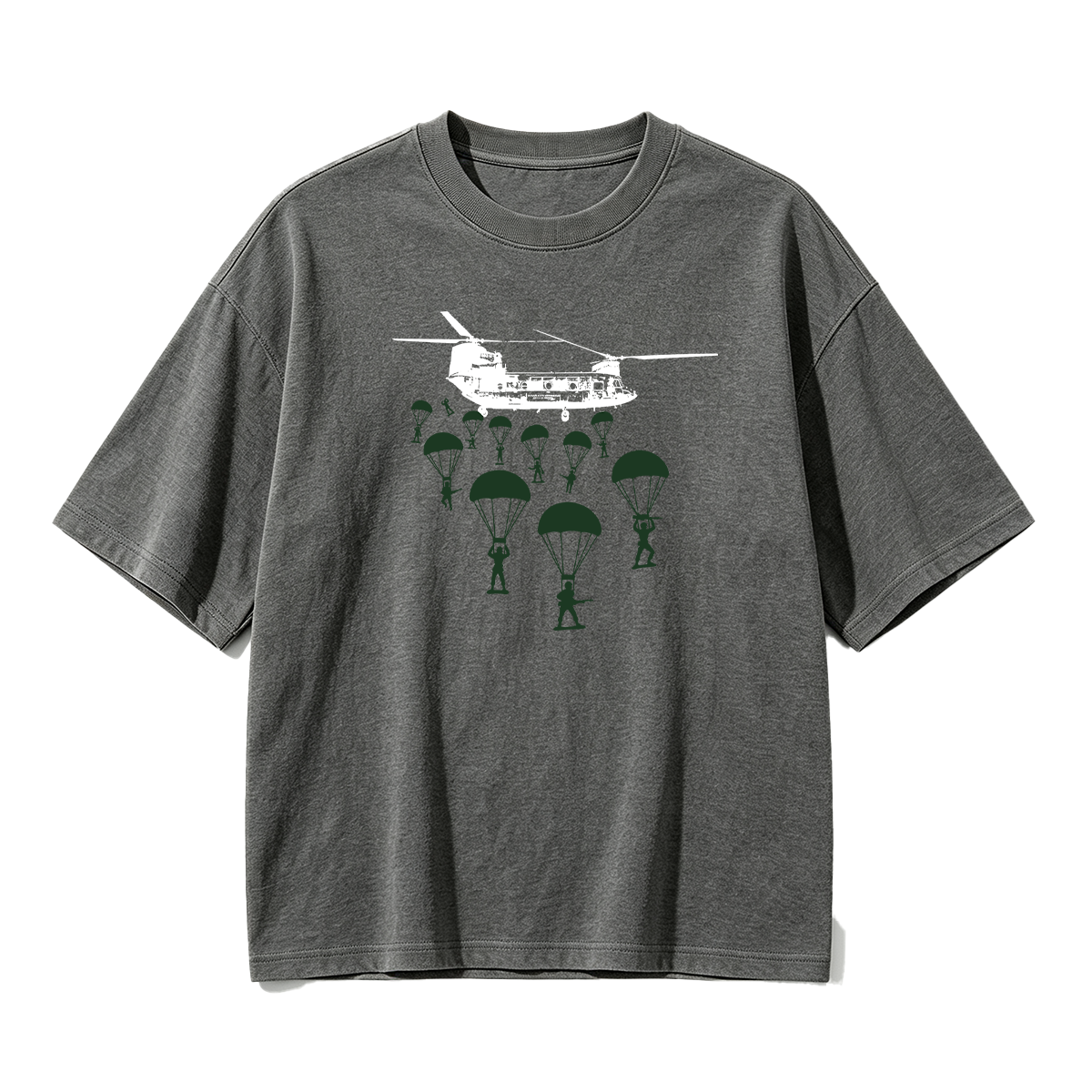 Paratroopers With Chinook Helicopter Oversized T-shirt
