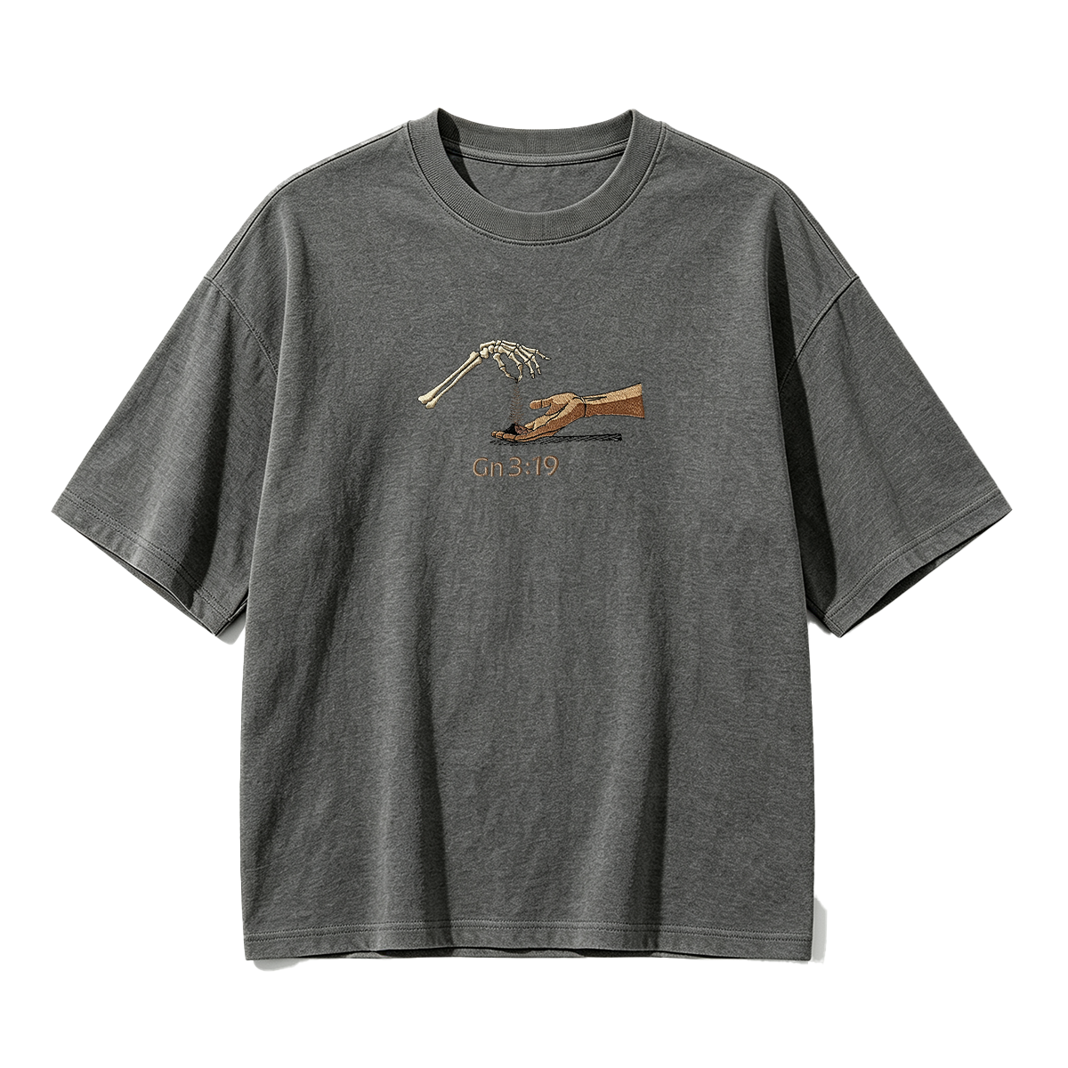 Embroidered  The Significance of Genesis 3:19 in Christian Fashion T-shirt