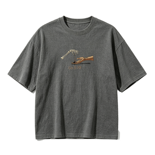 Embroidered  The Significance of Genesis 3:19 in Christian Fashion T-shirt