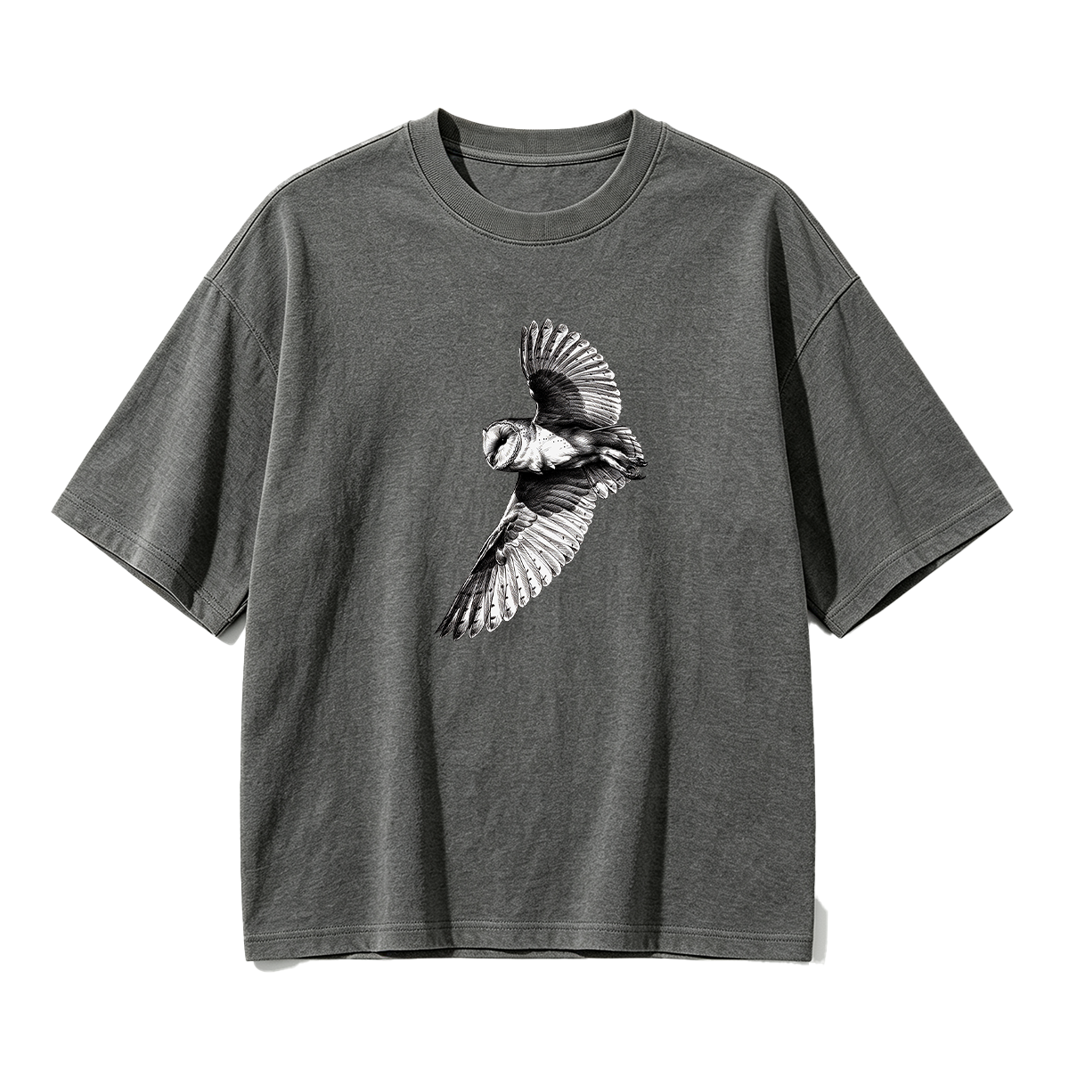 Barn Owl Pencil Sketch Oversized T-shirt