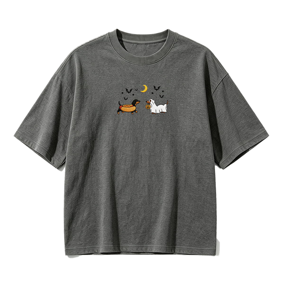 Embroidered Halloween Black and Brown & Brown Dachshunds Spooky Season  T-shirt