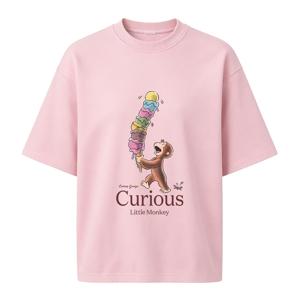 Curious George Has An Ice Cream Treat Oversized T-shirt