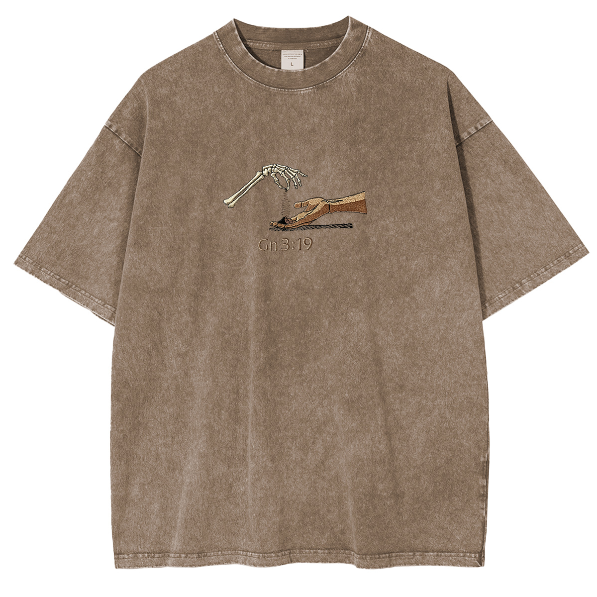 Embroidered The Significance of Genesis 3:19 in Christian Fashion Washed T-shirt