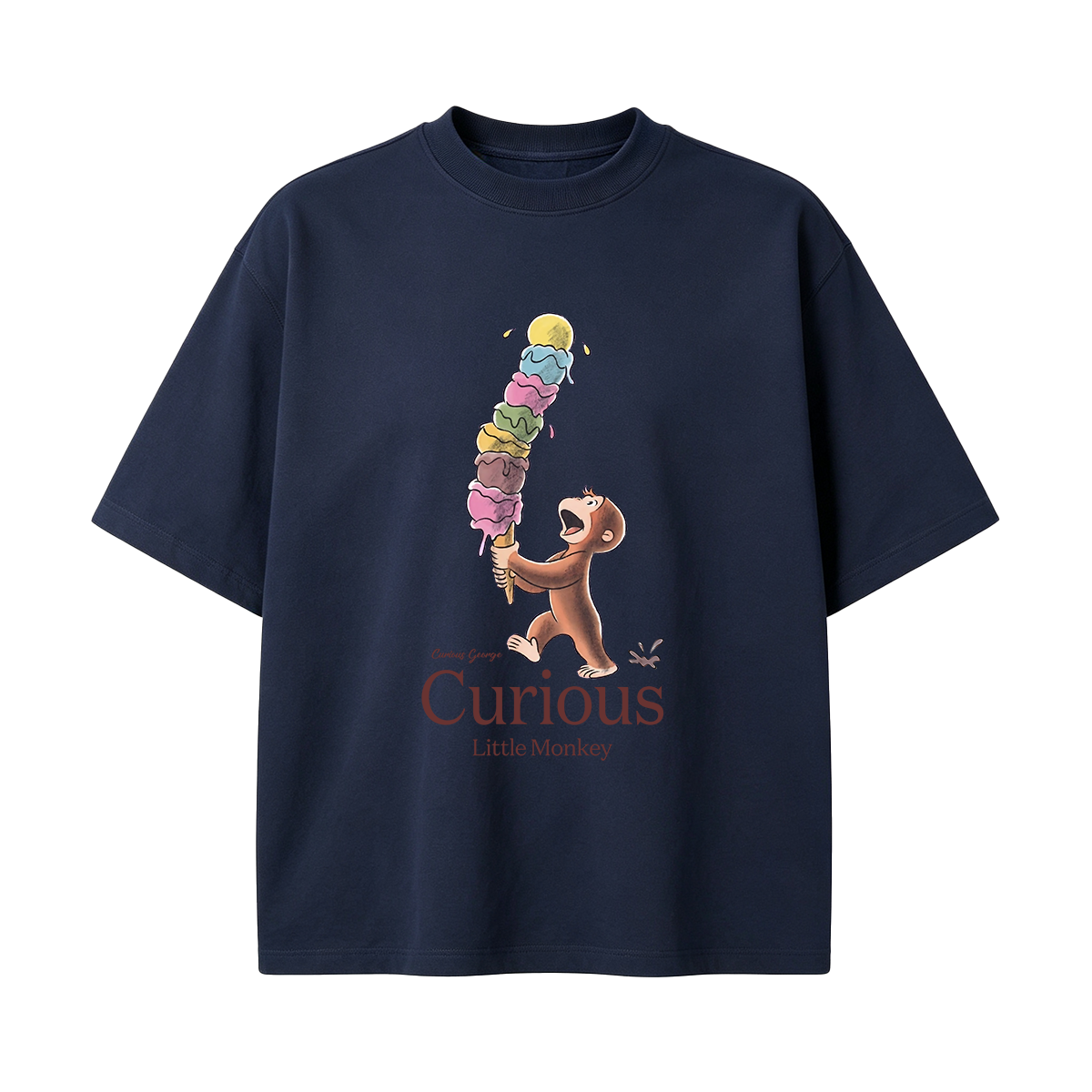 Curious George Has An Ice Cream Treat Oversized T-shirt