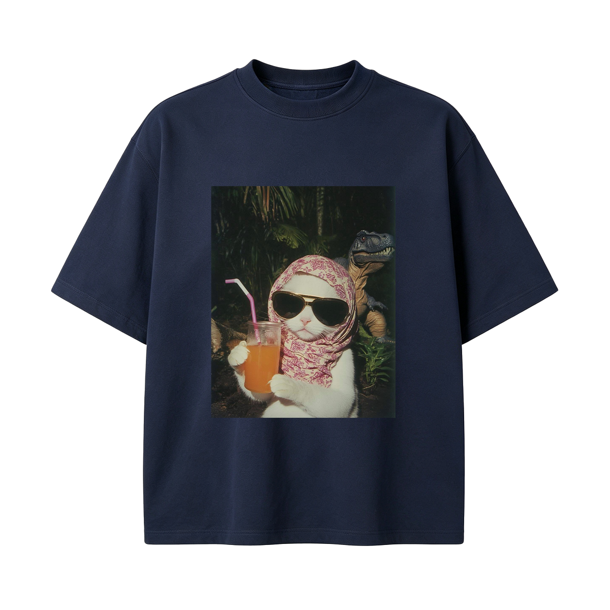 Funny Cat and Dinosaur T-shirt