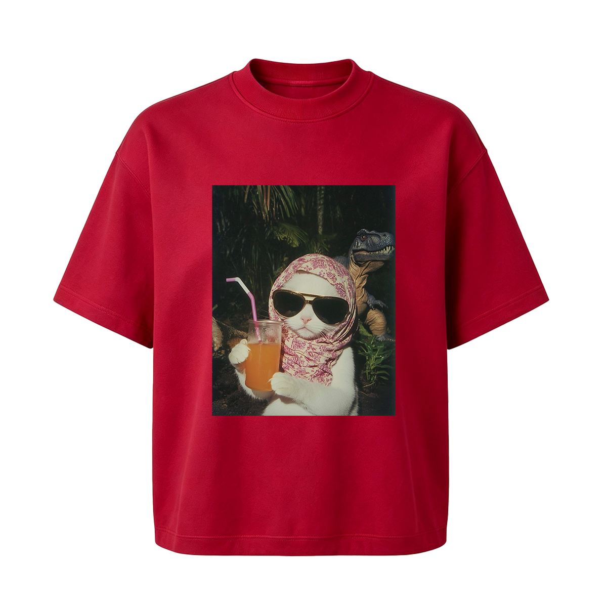 Funny Cat and Dinosaur T-shirt