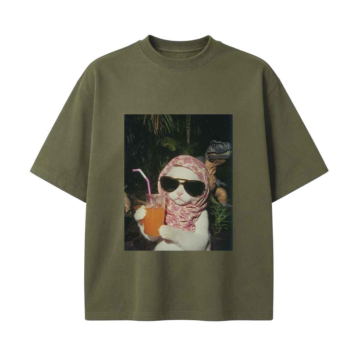 Funny Cat and Dinosaur T-shirt